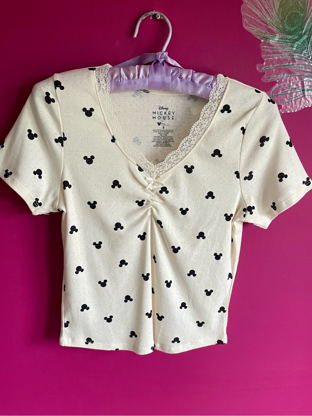 Disney Cream Short Sleeve Tee with Black Mickey Silhouettes - Kids